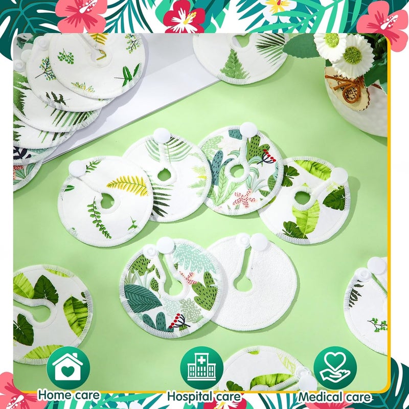 Threlaco 48 Pcs Gtube Button Covers Feeding Tube Pads Holder Abdominal Reusable Accessories Peg Tube Soft Absorbent Breast Feeding Pads Breastfeeding Support Nursing Care Stay Dry(Green Leaf) - Image 5